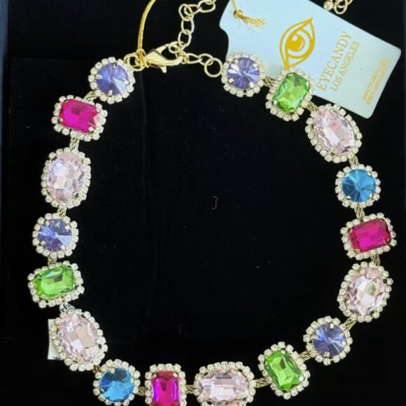 NWT Eye Candy Los Angeles Multicolor Statement Necklace - Picture 1 of 7